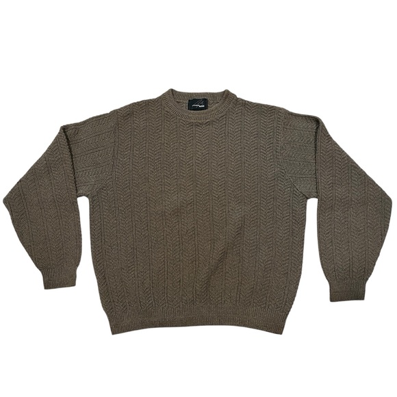 Studio Bill Blass Medium OD Green Cotton Blend Long Sleeve Sweater Pullover - Picture 1 of 7